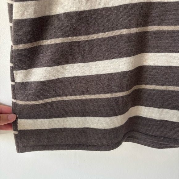 Smartwool Brown Cream Multi Striped V Neck Sweater Merino Wool - Picture 13 of 14